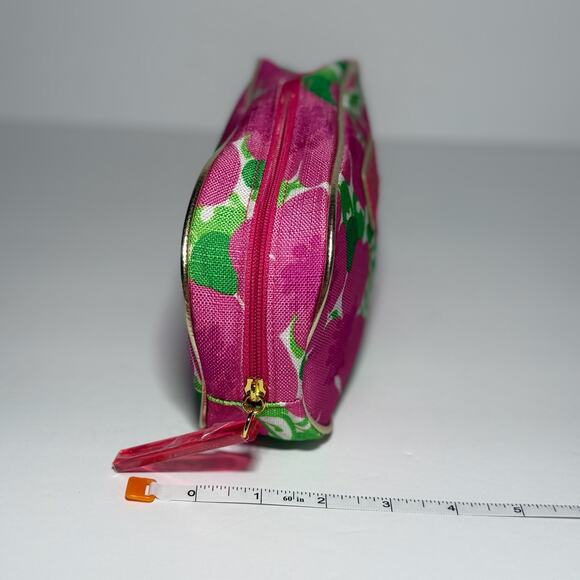 🌸 NWOT Lilly Pulitzer for Estée Lauder Cosmetic Bag Pink Floral Gold Makeup - Picture 5 of 5